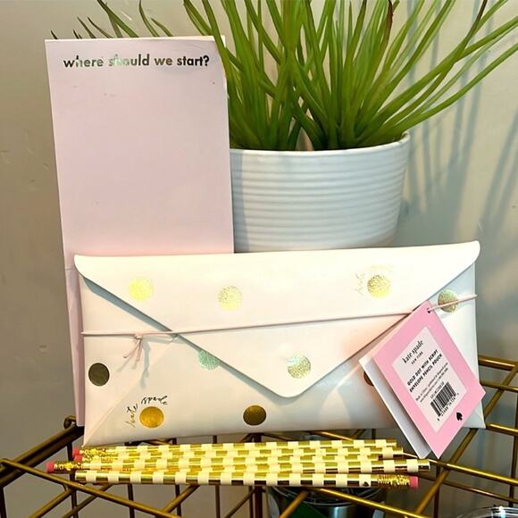 kate spade Other - Kate Spade NWT Gold Dot with Script Envelope Pencil Pouch